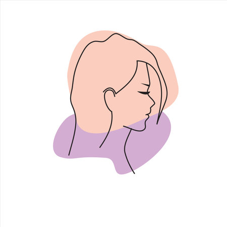 female profile drawn with linesのイラスト素材