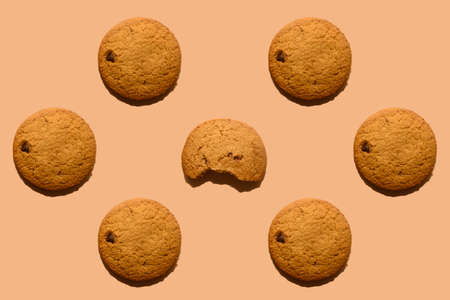 Pattern. Oatmeal cookies. Diet food. Vegan food. Delicious pastries.の写真素材