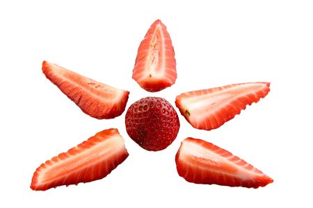 The flower of red fresh strawberryの写真素材