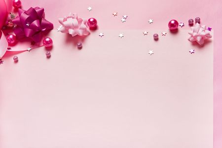 New Year's decor and paper for the letter in pink tones (top horizontal line)の写真素材