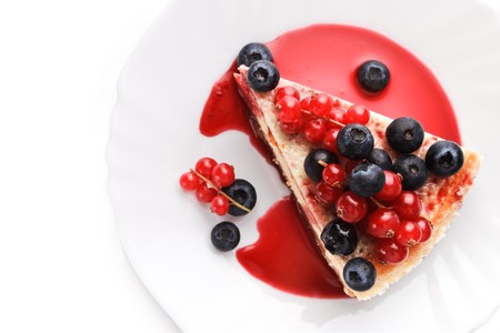 Ñheese cake New-York with berries (top view)の写真素材