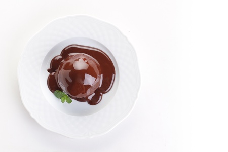 Chocolate dessert with cream cheese  top view 