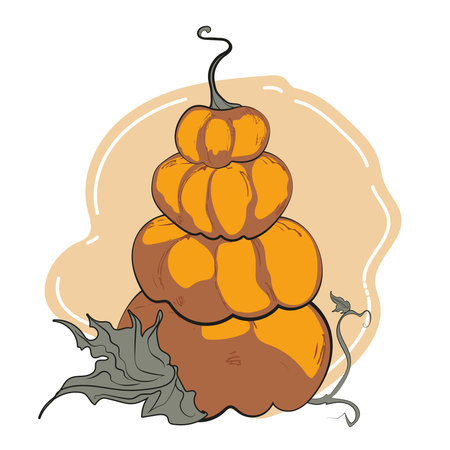 Autumn card, orange pumpkins, October harvest, vector background. Vector illustrationのイラスト素材