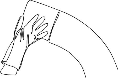 Window cleaning. Glass scraper glides over the glass, making it clean. Spray glass cleaner and a sponge. Window cleaning service concept. Vector illustration in flat style. Vector illustrationのイラスト素材