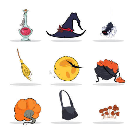 Halloween witch icon set. Isolated color vector illustration. Vector illustrationのイラスト素材