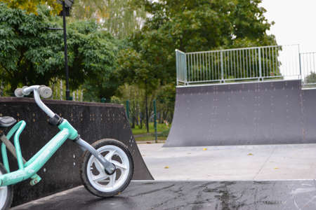 skatepark ramps in the park on autumn. High quality photoの写真素材