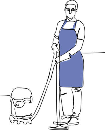 young housewife is ready for cleaning it is time for cleaning. Vector illustrationのイラスト素材