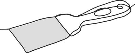 Spatula on a black and white background. Construction trowel for work. Construction tools for work. Continuous linear design, on a white background building painting tool. Vector illustrationのイラスト素材