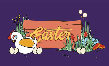 Easter Set. vector happy easter holiday with colorful painted egg spring flower. Vector illustrationのイラスト素材