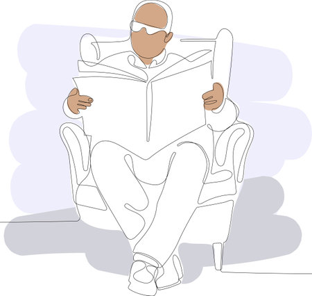 Continuous one line drawing of Old people at armchair concept background. Outline old people at armchair vector concept background for web design isolated on white background. Vector illustrationのイラスト素材
