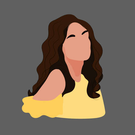 Vector flat minimalist style portrait, pin-up girl in stylish sunglasses. Vector fashion summer illustration, postcard. Vector illustrationのイラスト素材