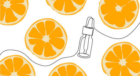 Continuous drawing of one line of bottles with oil or honey or lemon or lime juice for scrubbing and...