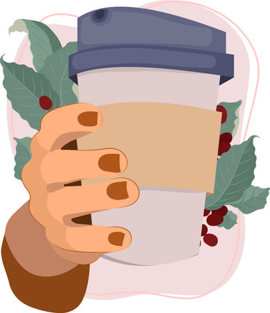 Coffee Business Concept-Female barista making coffee and serving a paper cup of hot coffee in cafe. Hand drawn in thin line style, vector illustrations. Vector illustrationのイラスト素材