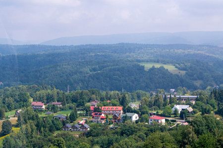Water reservoir solina with a view of the dam. Solina Lake and Dam. Subcarpathia, Poland. High quality photoの写真素材