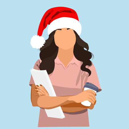 Doctor And Nurse Happy In Christmas Celebration Party, Physiology, Structure, Medical Profession, Morphology, Healthy. Vector illustrationのイラスト素材