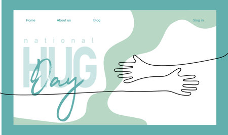 Single hand drawn outline continuous of Web banner or landing page with a concept hug day and happy family relationship. Vector colorful illustration. Vector illustrationのイラスト素材