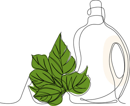 Continuous one line drawing of bottles for liquid laundry detergent, bleach, fabric softener, dishwashing liquid or another cleaning agent. Easy to place your text and brand logo. Vector illustrationのイラスト素材
