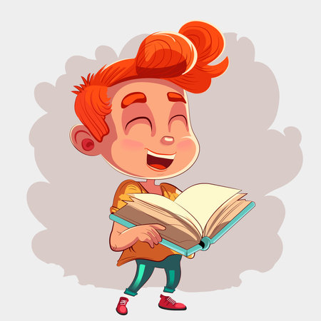 Happy kids and book. Children reading a book Back to School Concept . Vector illustrationのイラスト素材