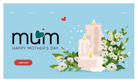 Happy mothers day illustration with woman holding a Flowers. Thank you card with blooming flowers. Use for Boarding Pass, birthday card, invitations, Birthday card Vector illustrationのイラスト素材
