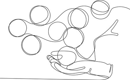 Continuous one line drawing of bottles for liquid laundry detergent, bleach, fabric softener, dishwashing liquid or another cleaning agent. Easy to place your text and brand logo. Vector illustrationのイラスト素材