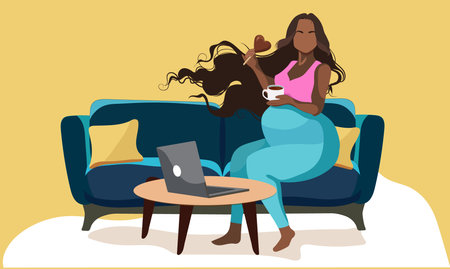 Pregnant woman, concept vector illustration in cute cartoon style, health, care, pregnancy. Vector illustrationのイラスト素材