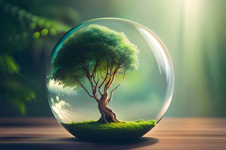 Save our planet. Earth day 3d concept background. Ecology concept. Design with 3d globe map drawing and leaves isolated on white background. . High quality photoの素材