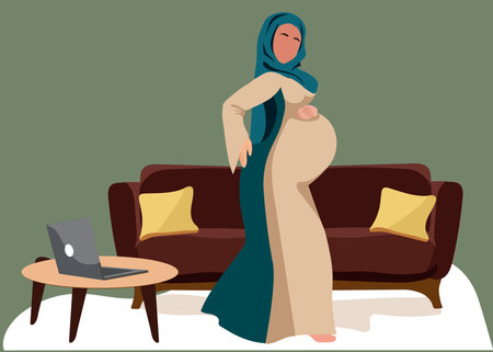 Pregnant woman, concept vector illustration in cute cartoon style, health, care, pregnancy. Vector illustrationのイラスト素材