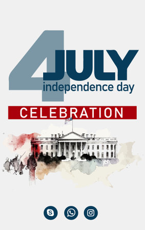 Happy 4th of July USA Independence Day greeting card with waving american national flag and hand lettering text design. Vector illustrationのイラスト素材