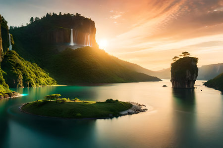 Fantastic sunset on the Danish North Sea coast with beautiful colors and great light. high quality photoの素材