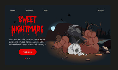 Halloween vertical background with pumpkin, haunted house and full moon. Flyer or invitation template for Halloween party. Vector illustration.のイラスト素材