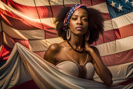 Juneteenth decorated with textured woman's. Good design for your products. Black history month theme. Juneteenth freeish since freeish design of banner black lives matter. Ai generatedの素材