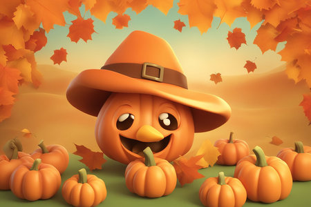 Thanksgiving or autumn scene with pumpkins, autumn leaves and berries on wooden table. Autumn background with copy space. Banner. High quality photoの素材