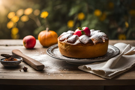 Homemade Healthy Thanksgiving Day Pumpkin PIe with Whipped Cream. Homemade Healthy Thanksgiving Day Pumpkin PIe with Whipped Cream. Digital illustration Generation AIの素材