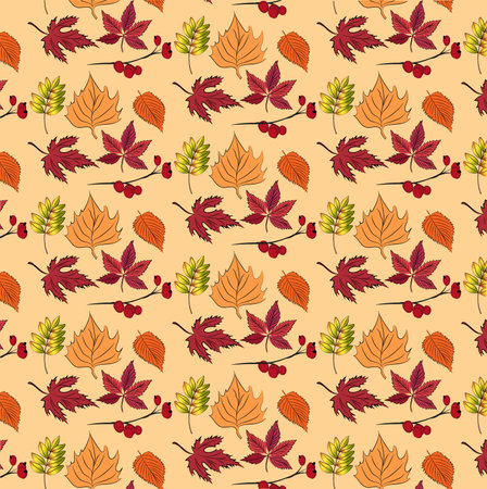 Autumn pumpkins with teal background pattern. Maple leaves, sunflowers, flowers ditsy. Perfect for fall, Thanksgiving, holidays, fabric, textile. Seamless repeat swatch. Vector illustrationのイラスト素材