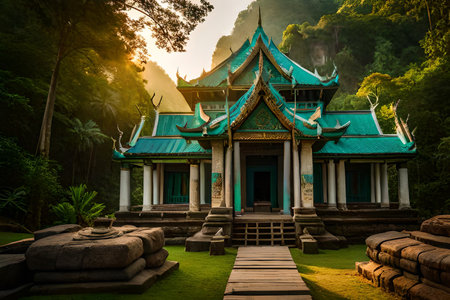 Patan .Ancient city in Kathmandu Valley. Nepal. Ancient Ta Promh temple in the jungle, Cambodia. Digital painting.の素材