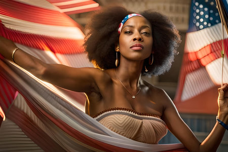 Juneteenth decorated with textured woman's. Good design for your products. Black history month theme. Juneteenth freeish since freeish design of banner black lives matter. Ai generatedの素材