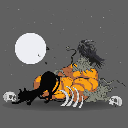 Vectors for Halloween day cover website with copy space for text. Vector illustrationのイラスト素材