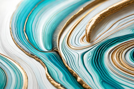 Abstract watercolor landscape with seascape and cool waves. Hand drawn illustration for your design and background Original artwork photo of marble ink abstract artの素材
