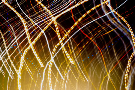Abstract blurry background with pattern from colorful traces or trajectory of lights.Abstract...