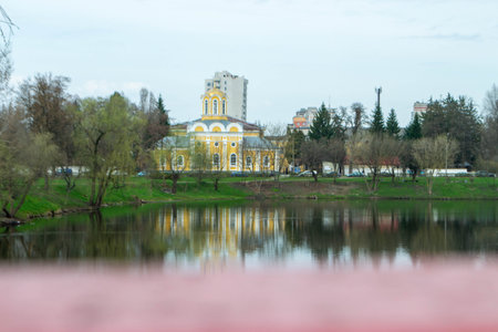 Kids having fun in ferris wheel with chains, carousel ski flyer in amusement park in Targoviste, Romania, 2020. High quality photoの写真素材