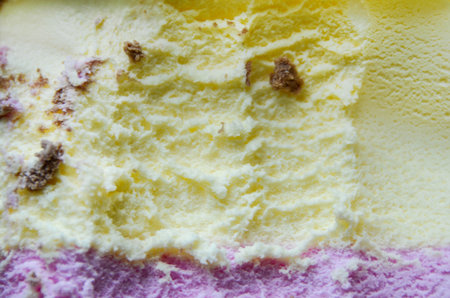 Closeup shot of an Ice cream (es krim) with three different flavor vanilla, chocolate and...