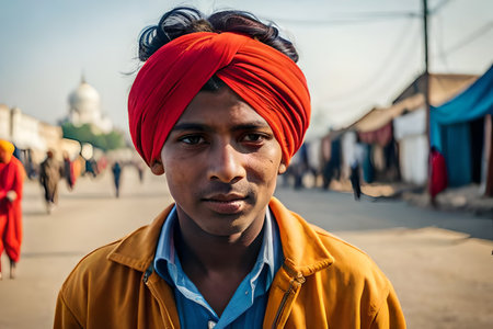Traditional Indian boy potter artist painting and decorating design on clay pot for sale, handicraft, skill india.の素材