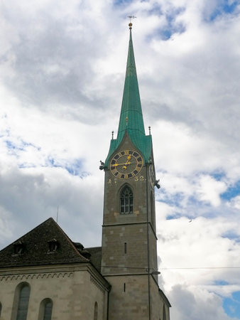 Scenic summer view of the Old Town architecture of Zurich with the bridge Untertorbryukke over Aare river, Zurich, Switzerland. High quality photoの写真素材