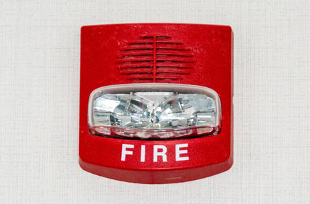 Fire alarm. Strobe light to alert in case of fire. High quality photoの写真素材