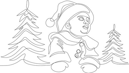 One continuous line drawing Santa Claus on reindeer and sled. concept for Christmas and New Year. vector illustration. Vector illustrationのイラスト素材