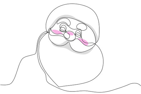 One continuous line drawing Santa Claus on reindeer and sled. concept for Christmas and New Year. vector illustration. Vector illustrationのイラスト素材