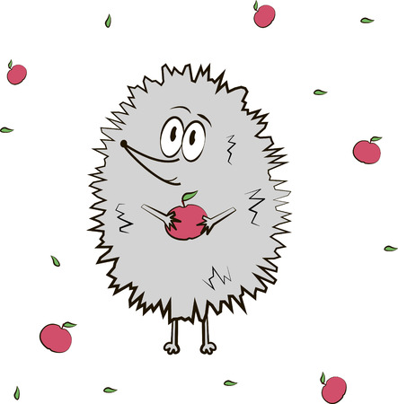 hedgehog with apple greeting cardのイラスト素材