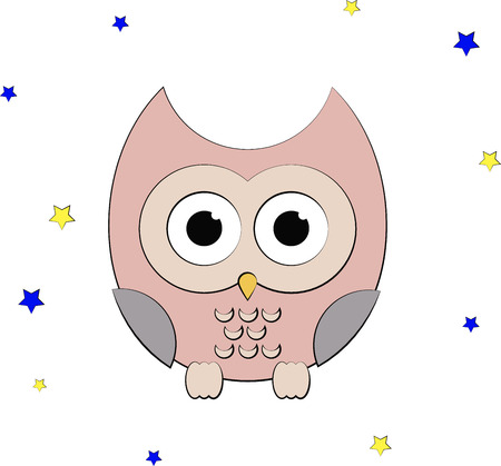 Owl vs stars card illustrationのイラスト素材