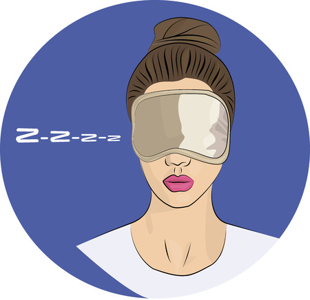 girl iwith topknot n sleeping mask dreaming relaxingのイラスト素材