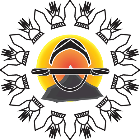 mountain sunset bike mandala waves helmet backgroundのイラスト素材